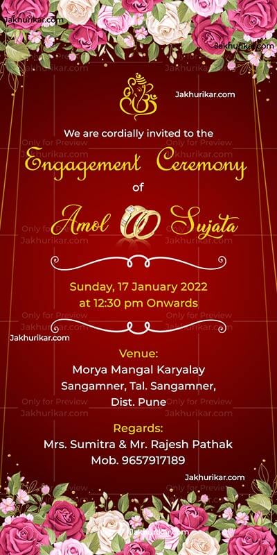  Engagement Invitation designs | Engagement Invitation card Maker in Marathi 