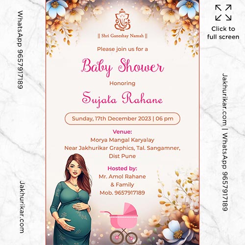 Baby Shower Card In English | Indian Baby Shower Invitation Card Online maker in pune