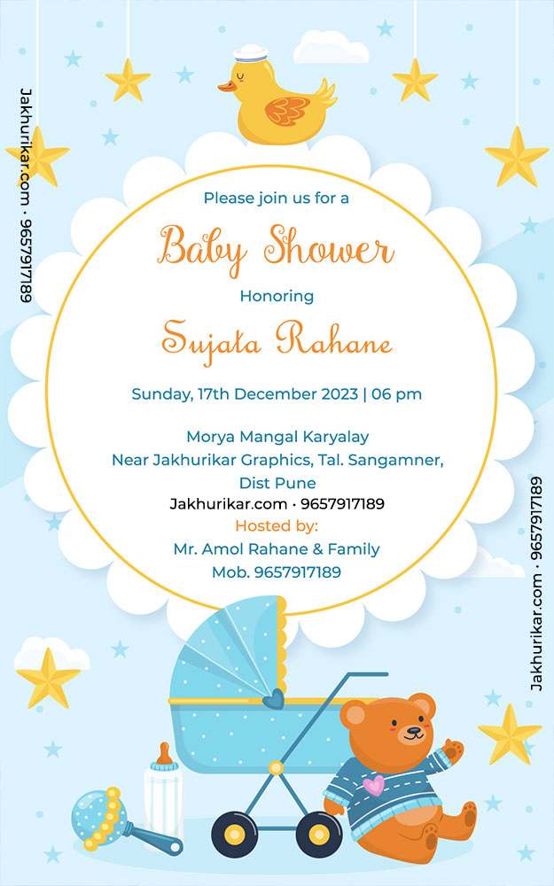 Baby Shower Invitation Card In English | Free Editable Baby Shower Invitation Templates