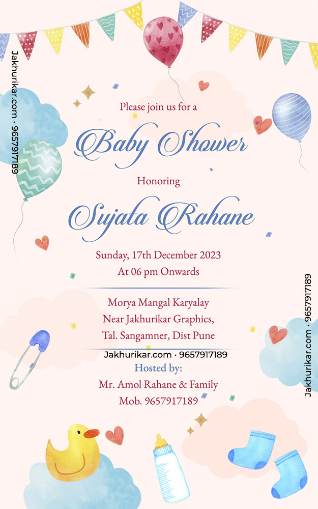 Baby Shower Invitation In English Template Designs | Baby Shower Invite format