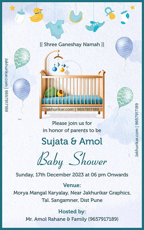 Create Custom Baby Shower Invitation Online | English Card Maker Tool