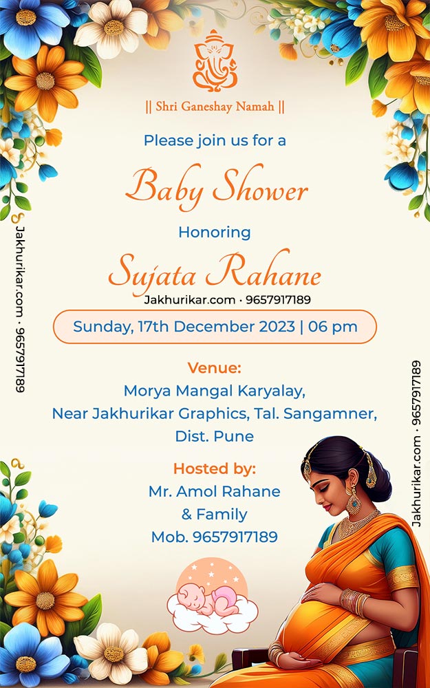 English Baby Shower Invitation Card Maker Online | English Personalized Baby Shower Invite