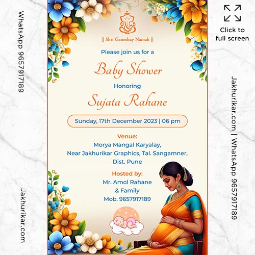 English Baby Shower Invitation Card Maker Online | English Personalized Baby Shower Invite