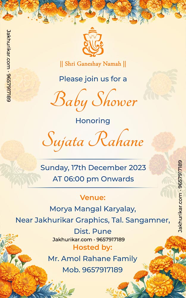 English Baby Shower Invite Format Template Design | Create Custom Baby Shower Invitation