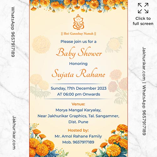 English Baby Shower Invite Format Template Design | Create Custom Baby Shower Invitation