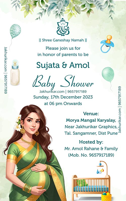 Editable Baby Shower Invitation in English | Baby Shower Card Templates