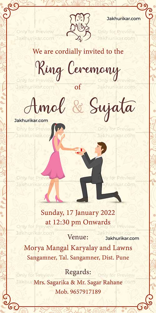 Digital ring ceremony invite design