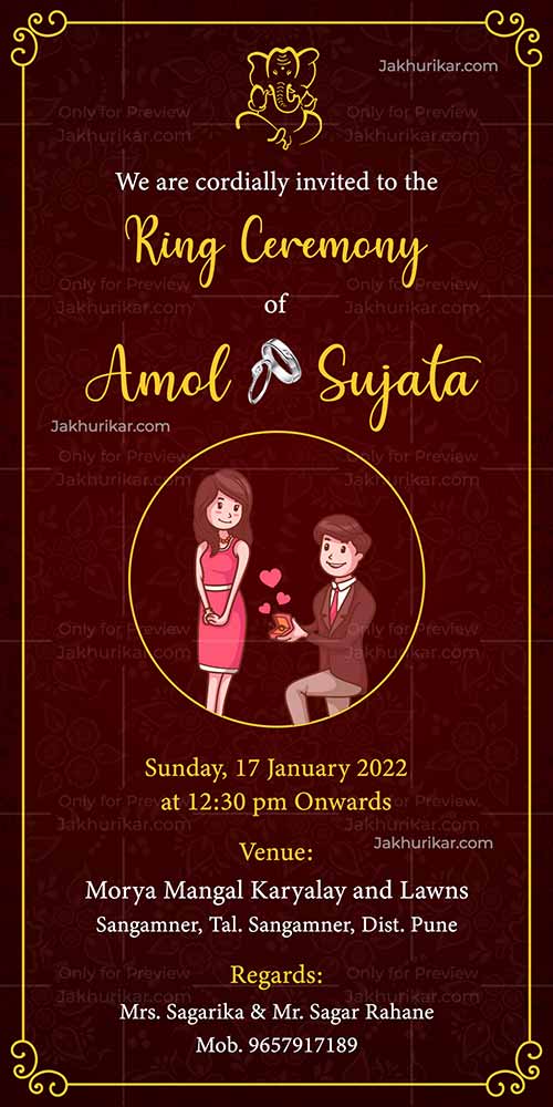 Engagement card template with Indian design