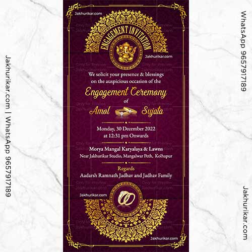 Engagement Invitation Template Online | Ring Ceremony Card