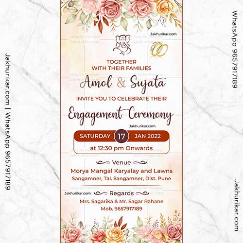 Indian Engagement Invitation Maker Online | Ring Ceremony