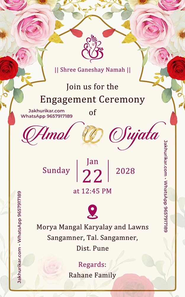 Modern English Engagement Invitation Card Design Online