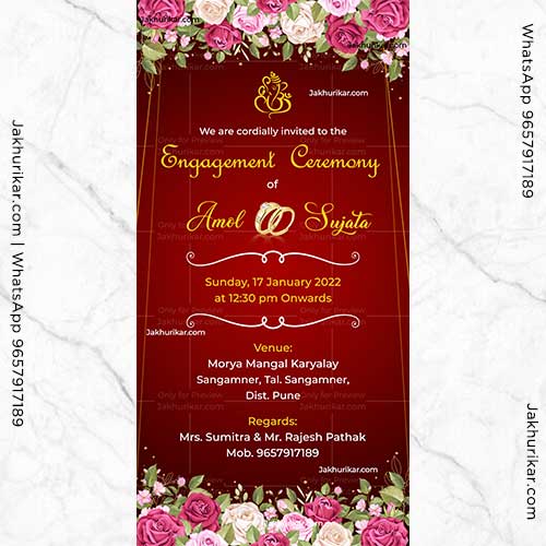 Sagai Invitation Card | Engagement Invitation Maker Online