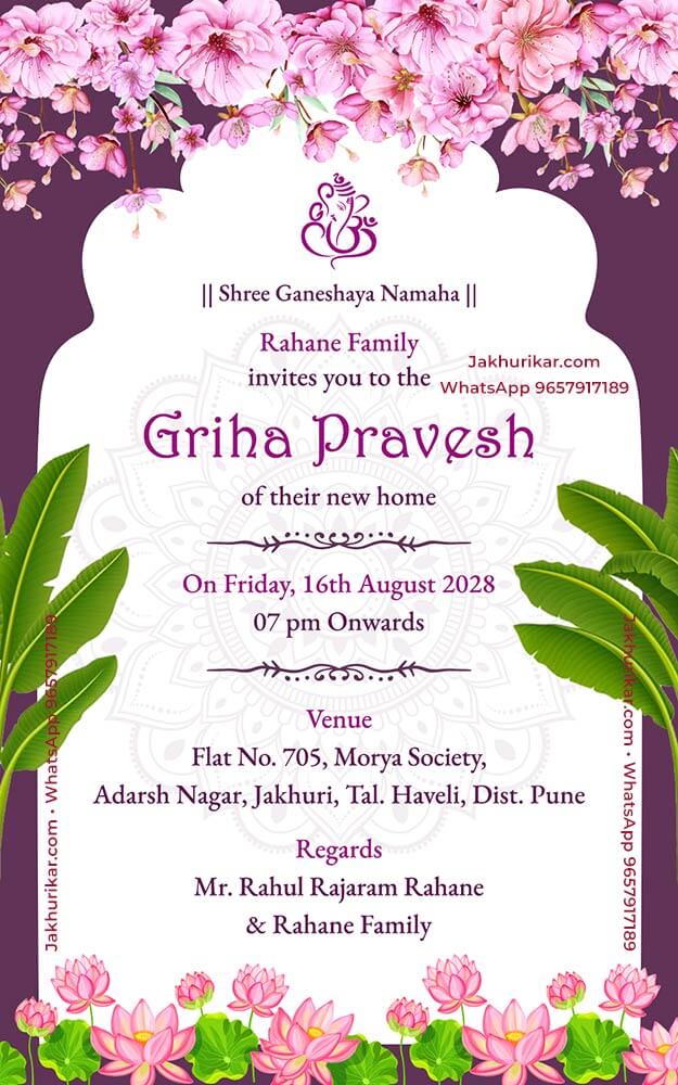 Griha Pravesh Invitation Card Online | Editable Digital Templates