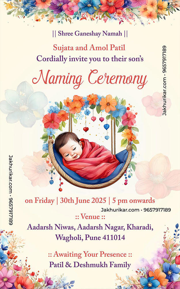 Namakarana Sohala Invitation card design maker in Pune