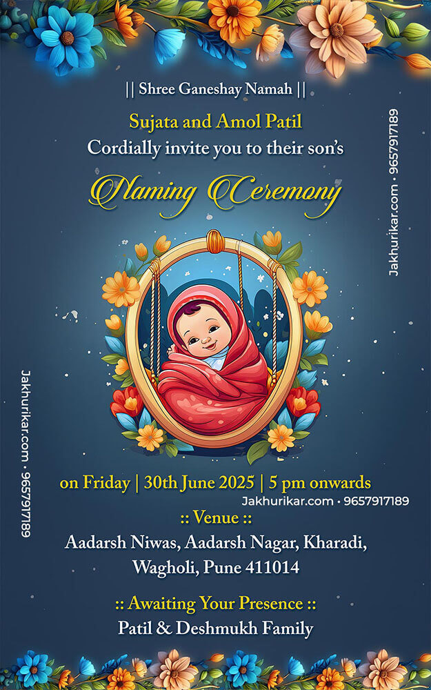 Namakarana Sohala Invitation Card maker in Marathi