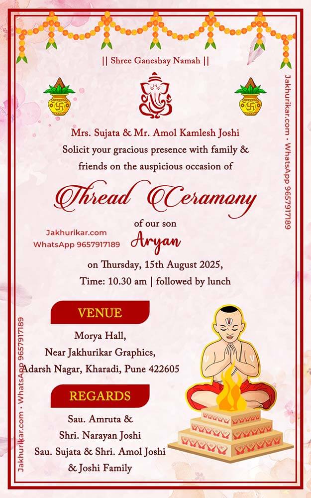 Thread Ceremony Invitation Templates